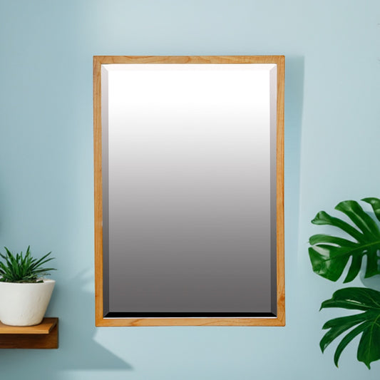 The Kauai Rectangular Mirror has a sustainable white cedar frame and bevelled mirror. Colour natural. Measures 1000 height X 700 wide. Life.