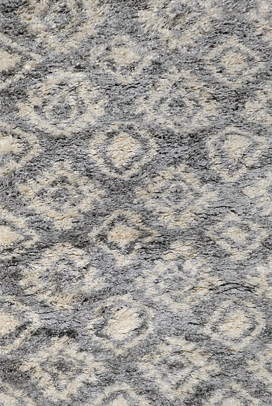 Konya Geo is a Moroccan/Boho inspiration rug.  Machine made of Polyester, this shaggy style rugs brings added soften textures.  Colours Blue, White and Light Grey. Sizes 160 X 230, 200 X 290, 240 X 340 and 300 X 400. Full.