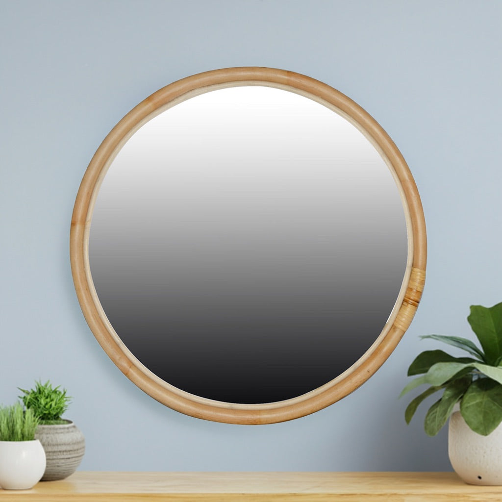 The Lanai - 97.5 Dia Round Mirror has a coastal touch with its rattan frame and round mirror design. Colour natural. Measures 97.5 diameter. Life.