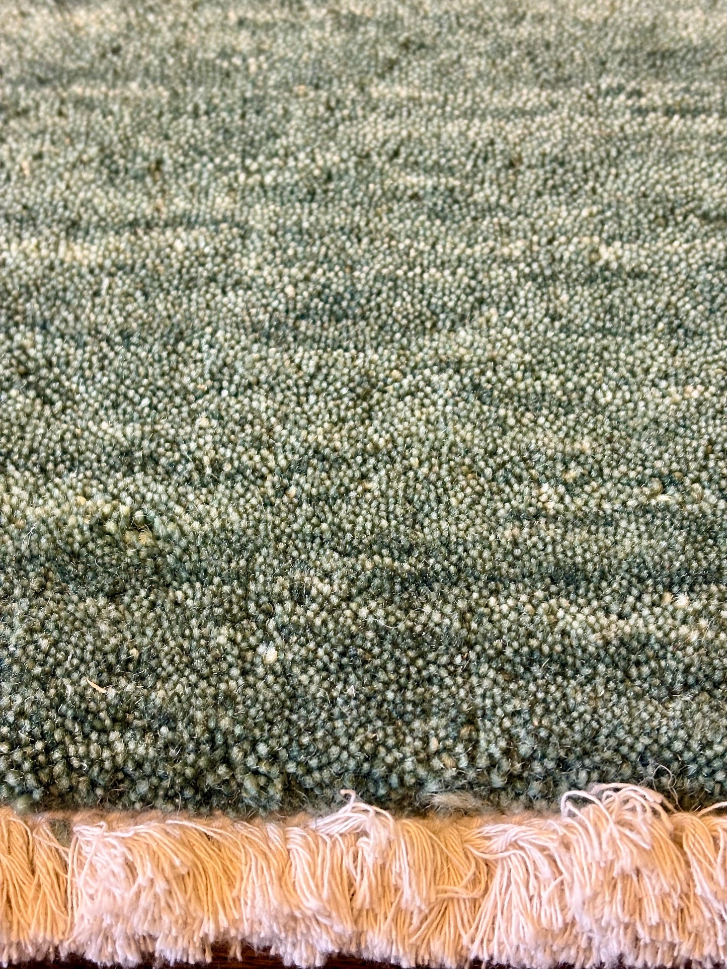 Lori Green is a luxurious hand loomed floor rug made of 100% wool. The wool material creates a soft texture and a smooth pile height of 16-18mm. Colour forrest green with cream tassels. Sizes 160 X 230, 200 X 290, 240 X 340 and 300 X 400. Close Edge.