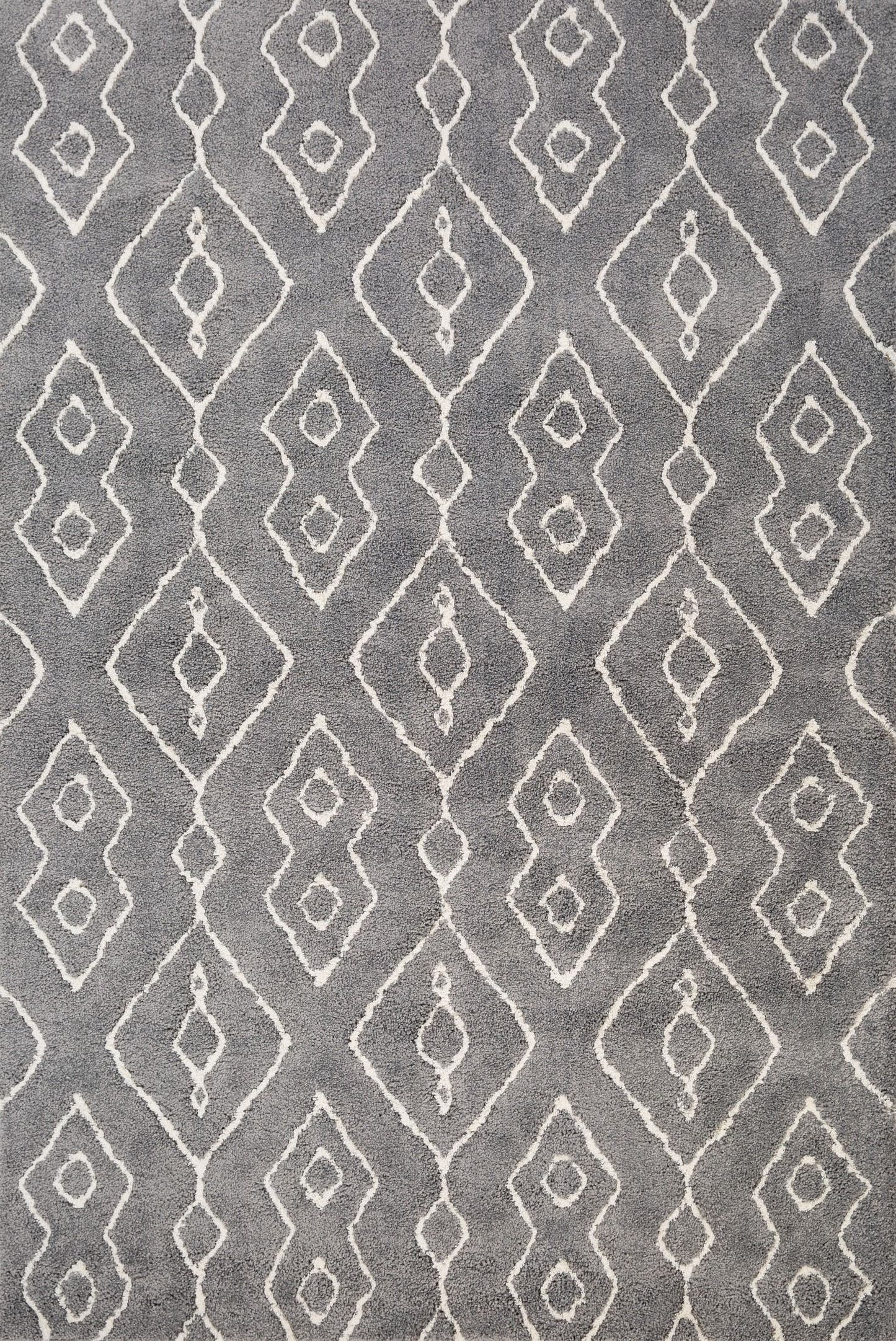 Luana Column Grey Ivory is a machine made polypropylene rug.  It features a shaggy pile with a moroccan boho inspired design. Colours Grey with Ivory White moroccan inspired patterns. Sizes 160 X 230, 200 X 290, 240 X 320 and 300 X 390. Top.