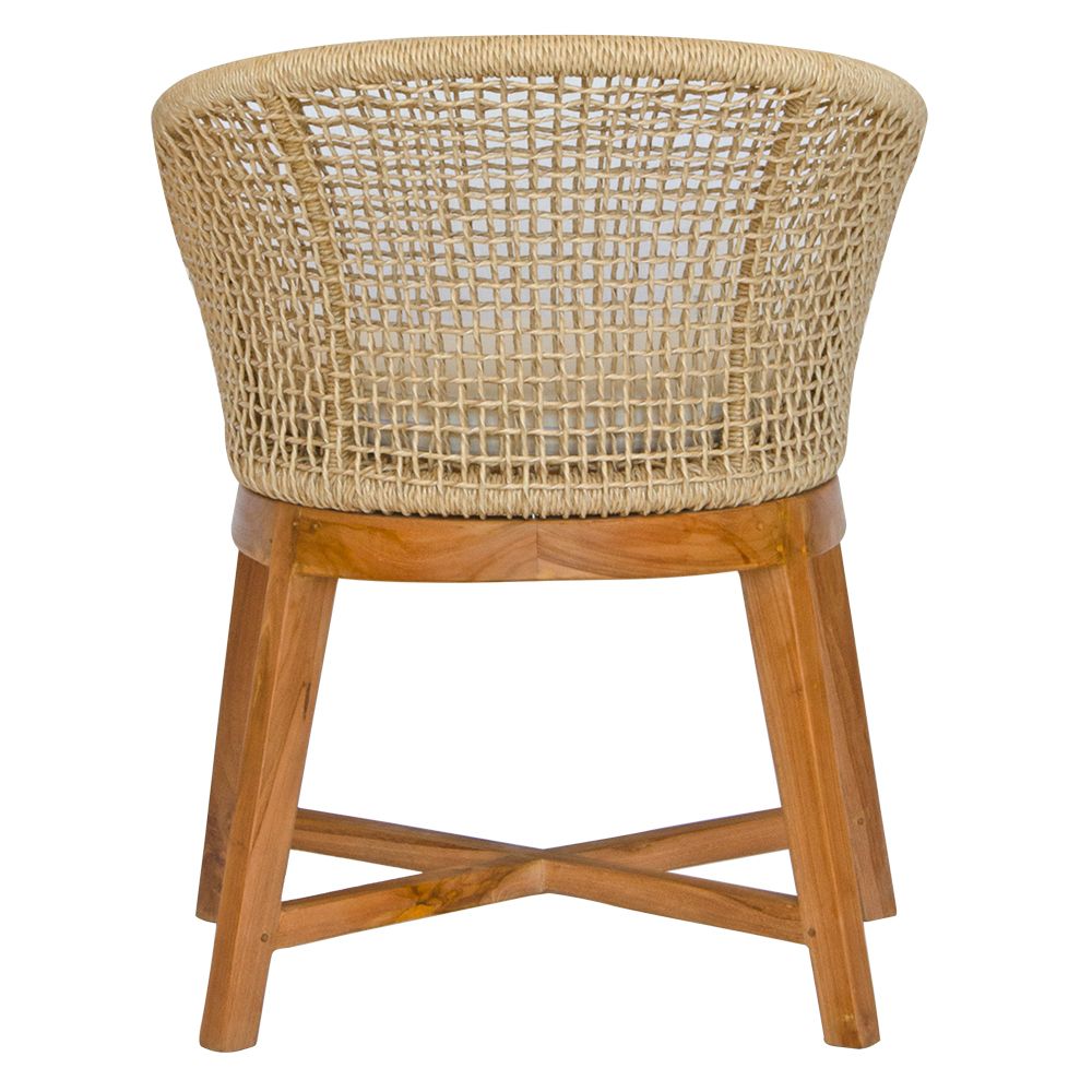 The Mahoe occasional chair. Teak legs, durable rope sides, and UV-resistant cushions add a touch of coastal luxury. Back.