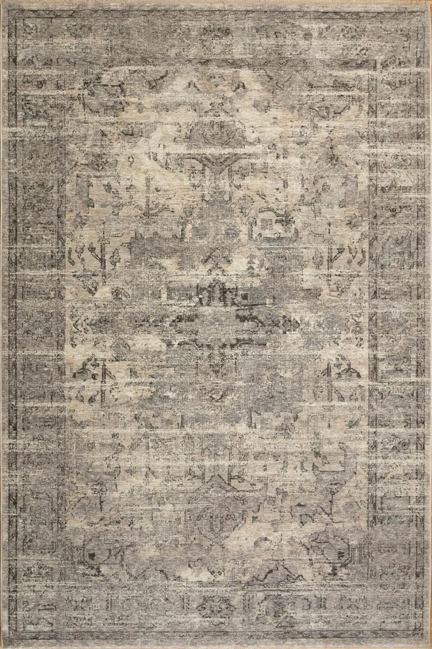 The Matana Grey 536 Rug. Traditional style, machine made rug. Colours light greys, greys. Sizes 160 X 235, 200 X 285, 240 X 330 and 300 X 400. Top.