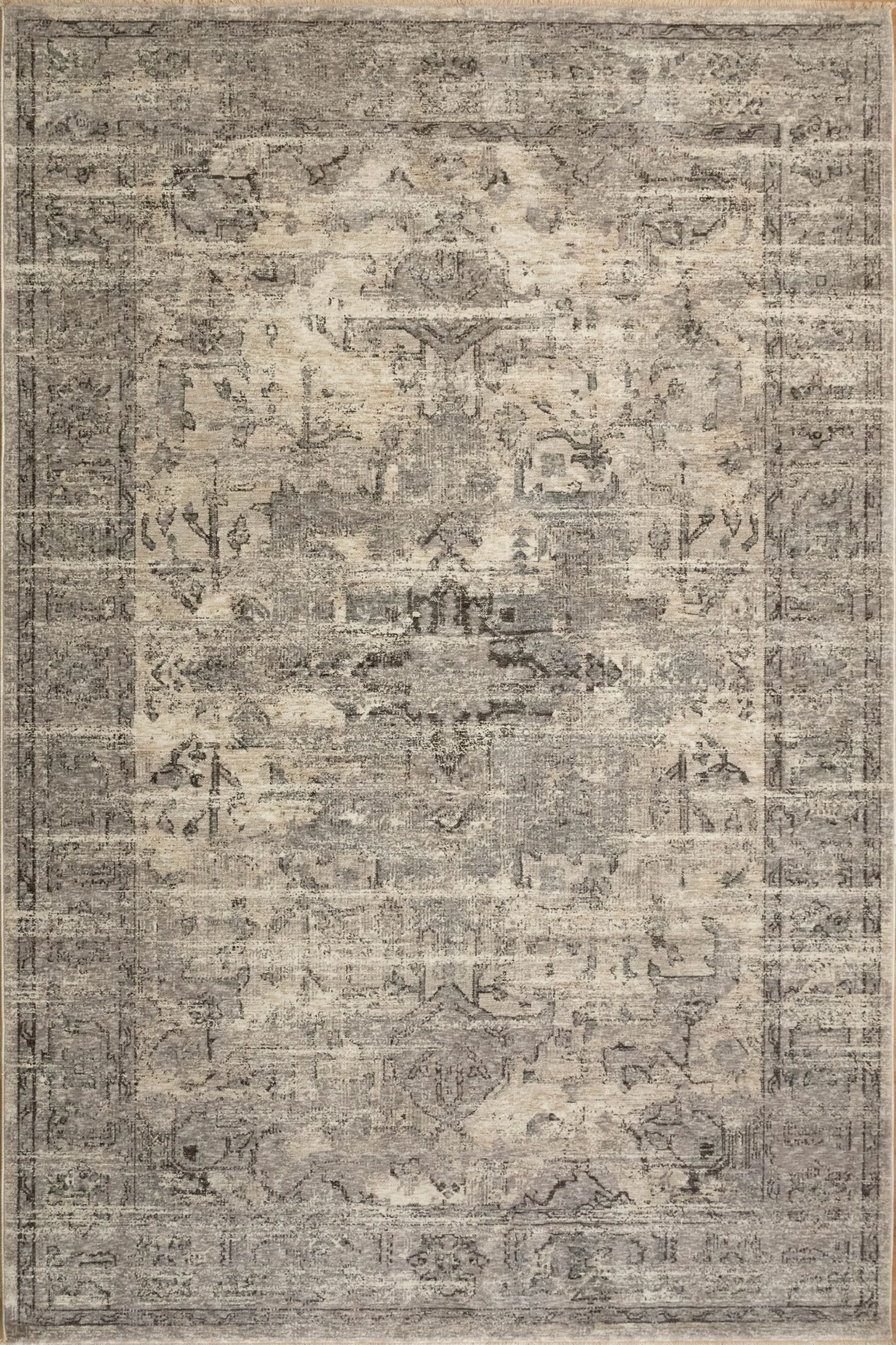 The Matana Grey 536 Rug. Traditional style, machine made rug. Colours light greys, greys. Sizes 160 X 235, 200 X 285, 240 X 330 and 300 X 400. Top.