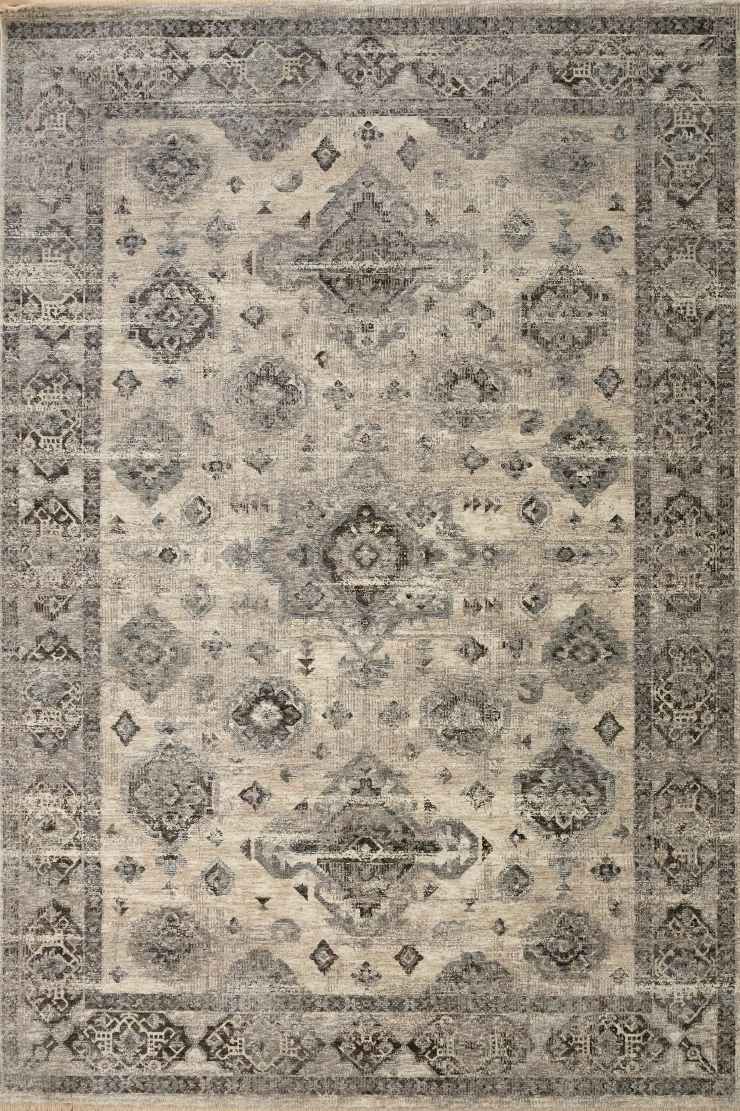 The Matana Grey 7 Rug. Traditional style, machine made rug. Colours light grey, grey and dark grey. Sizes 160 X 235, 200 X 285, 240 X 330 and 300 X 400. Top.