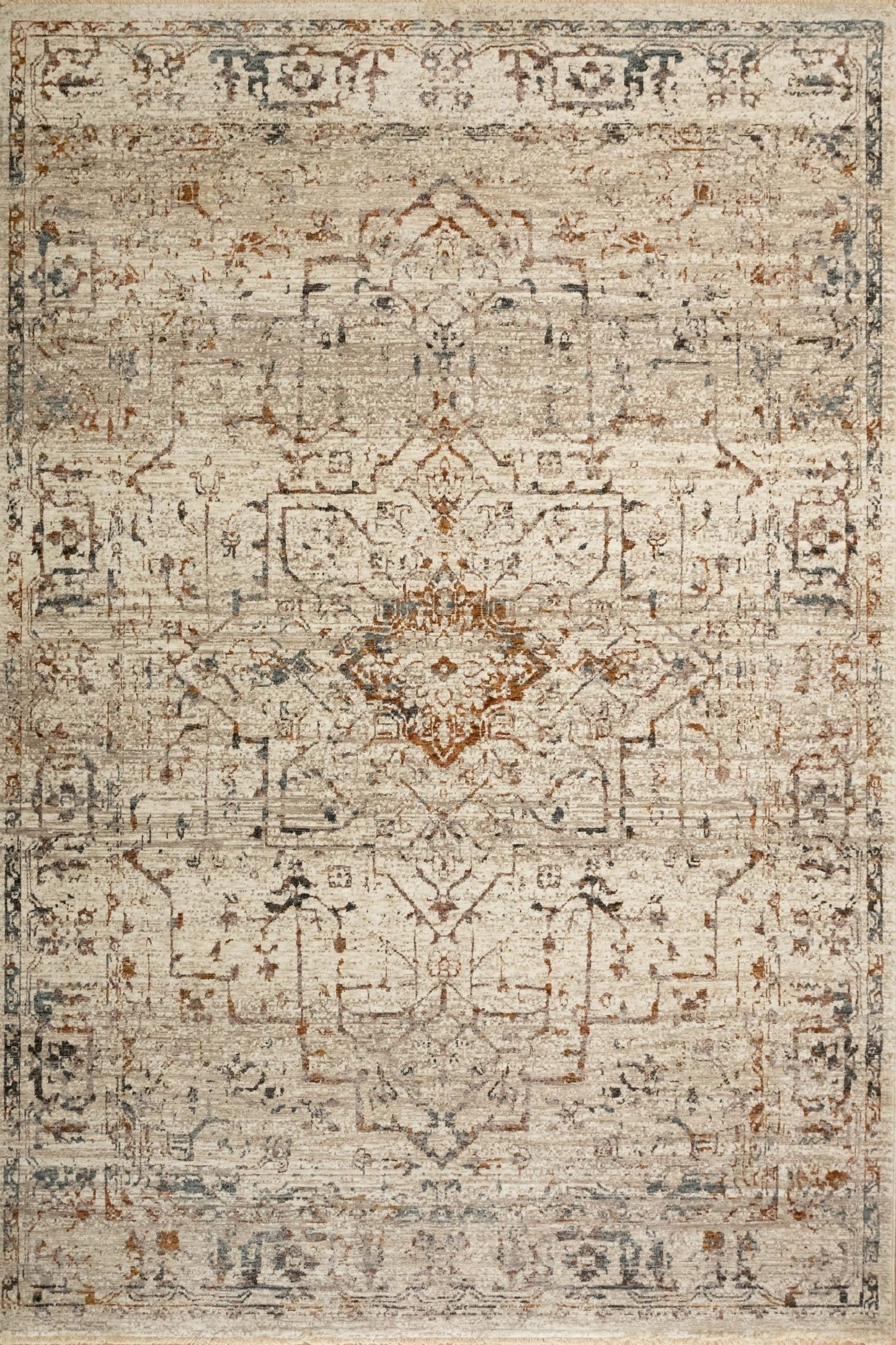 The Matana Multi 536 Rug. Traditional style, machine made rug. Colours light beige, greys and browns. Sizes 160 X 235, 200 X 285, 240 X 330 and 300 X 400. Top.