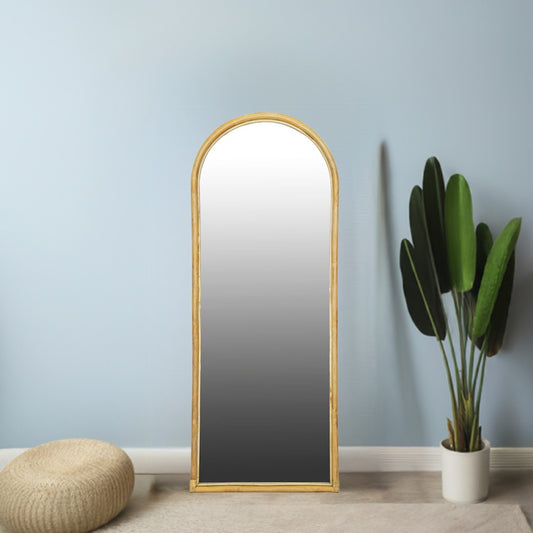The Molokai Large Mirror features a rattan frame with an arched top. Colour Natural. Measures 700 wide X 1800 height. Life.