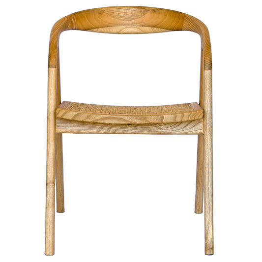 The Muscogee Dining Chair boasts a modern design and coastal feel. Features a sustainable sunkia timber frame and rattan seat. Colour natural. Measures 520 wide X 440 depth X 440 seat height. Back height 730. Front Plain.
