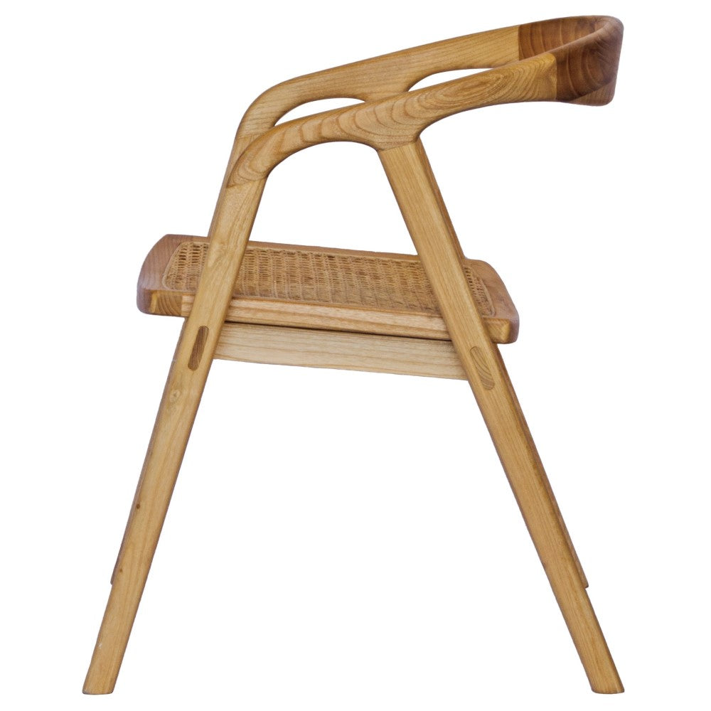 The Muscogee Dining Chair boasts a modern design and coastal feel. Features a sustainable sunkia timber frame and rattan seat. Colour natural. Measures 520 wide X 440 depth X 440 seat height. Back height 730. Side Plain.