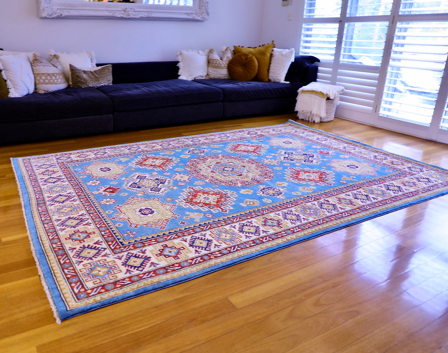 The Hand Knotted Kazak Rugs Perth. This wool rug combines superior durability with a traditional flair. 100% hand knotted wool. Ochoco Hand Knotted Rugs Perth.