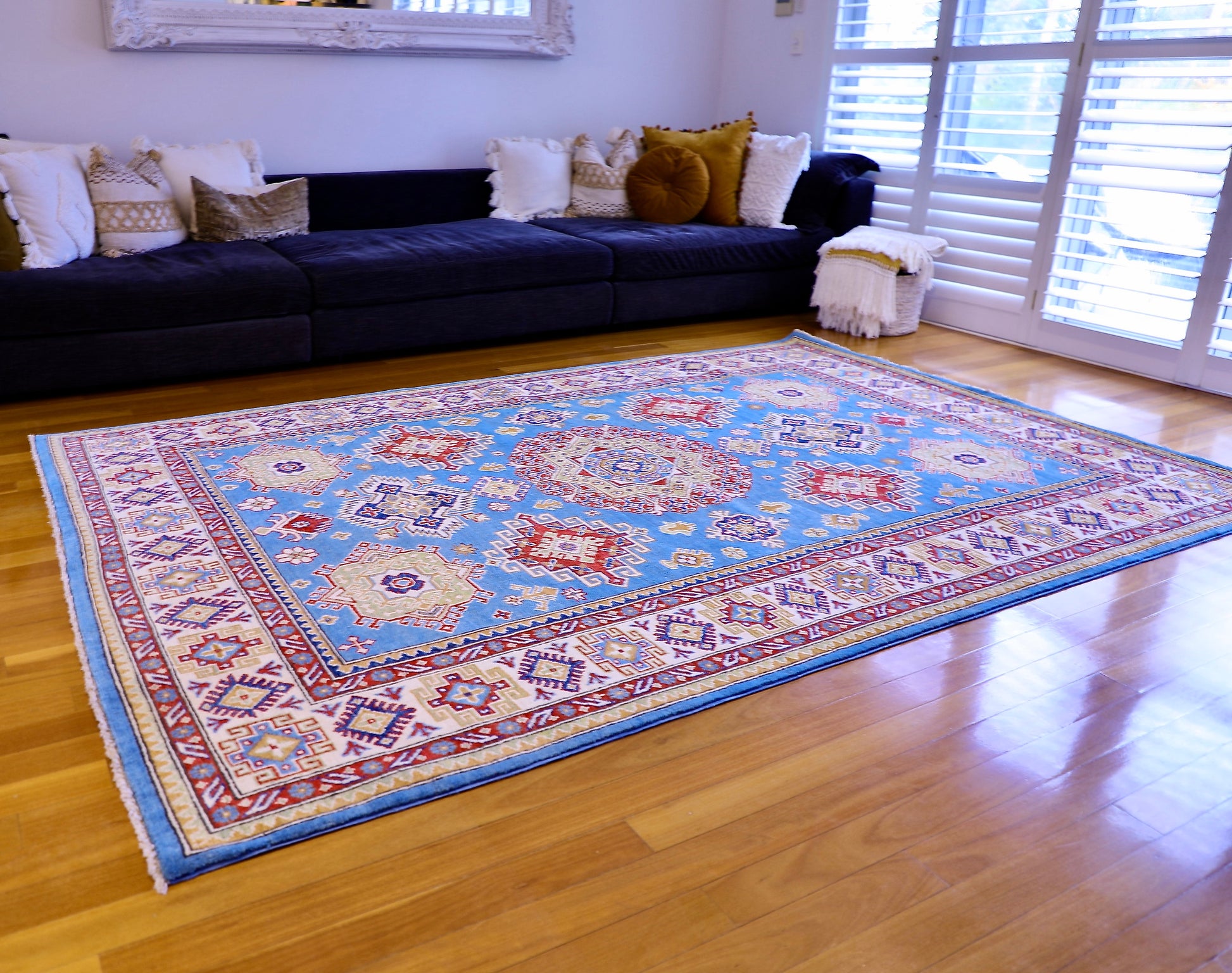 The Hand Knotted Kazak Rugs Perth. This wool rug combines superior durability with a traditional flair. 100% hand knotted wool. Ochoco Hand Knotted Rugs Perth.