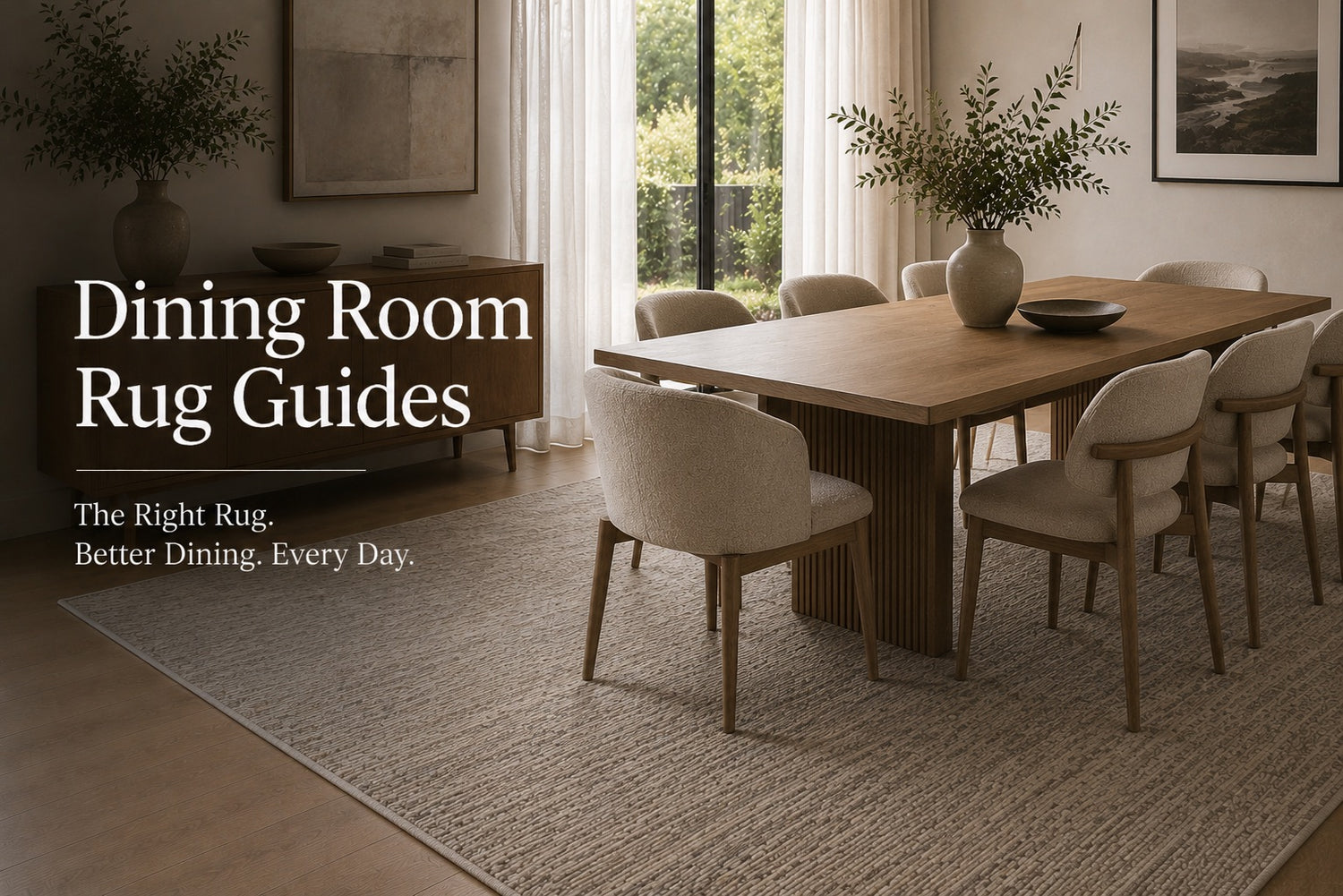 A wool hand woven flatweave rug styled in a modern Perth home dining room setting.