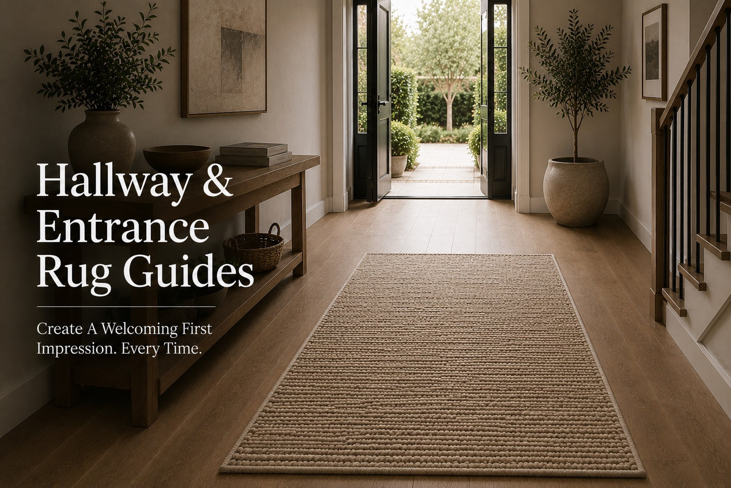 A hallway entrance rug styled in a modern Perth home hallway.