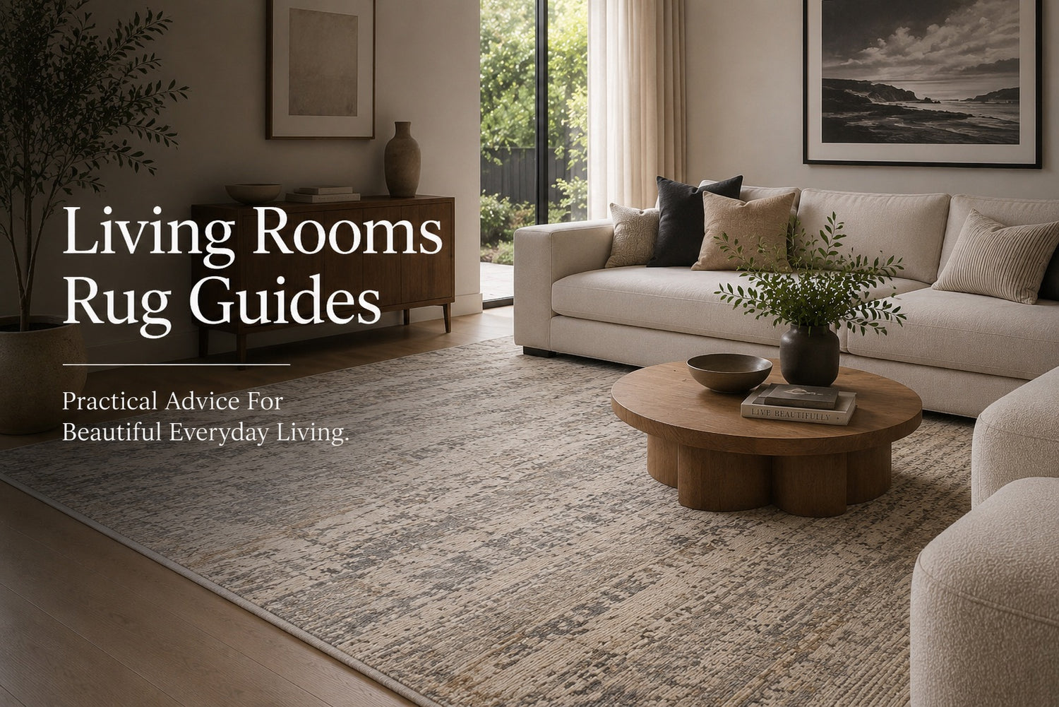 A Machine made polypropylene rug styled in a  modern Perth home living room.