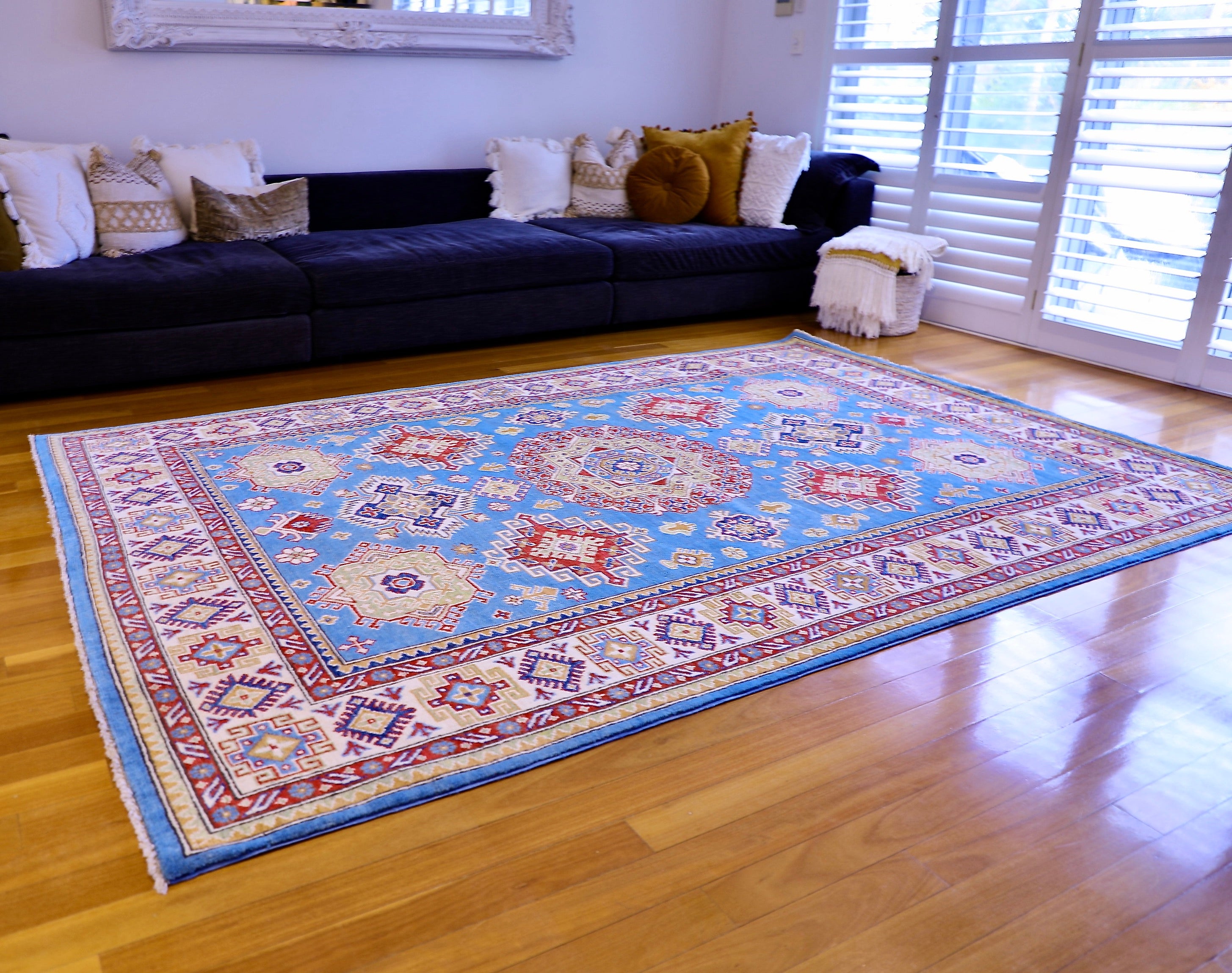 The Hand Knotted Kazak Rugs Perth. This wool rug combines superior durability with a traditional flair. 100% hand knotted wool. Ochoco Hand Knotted Rugs Perth.