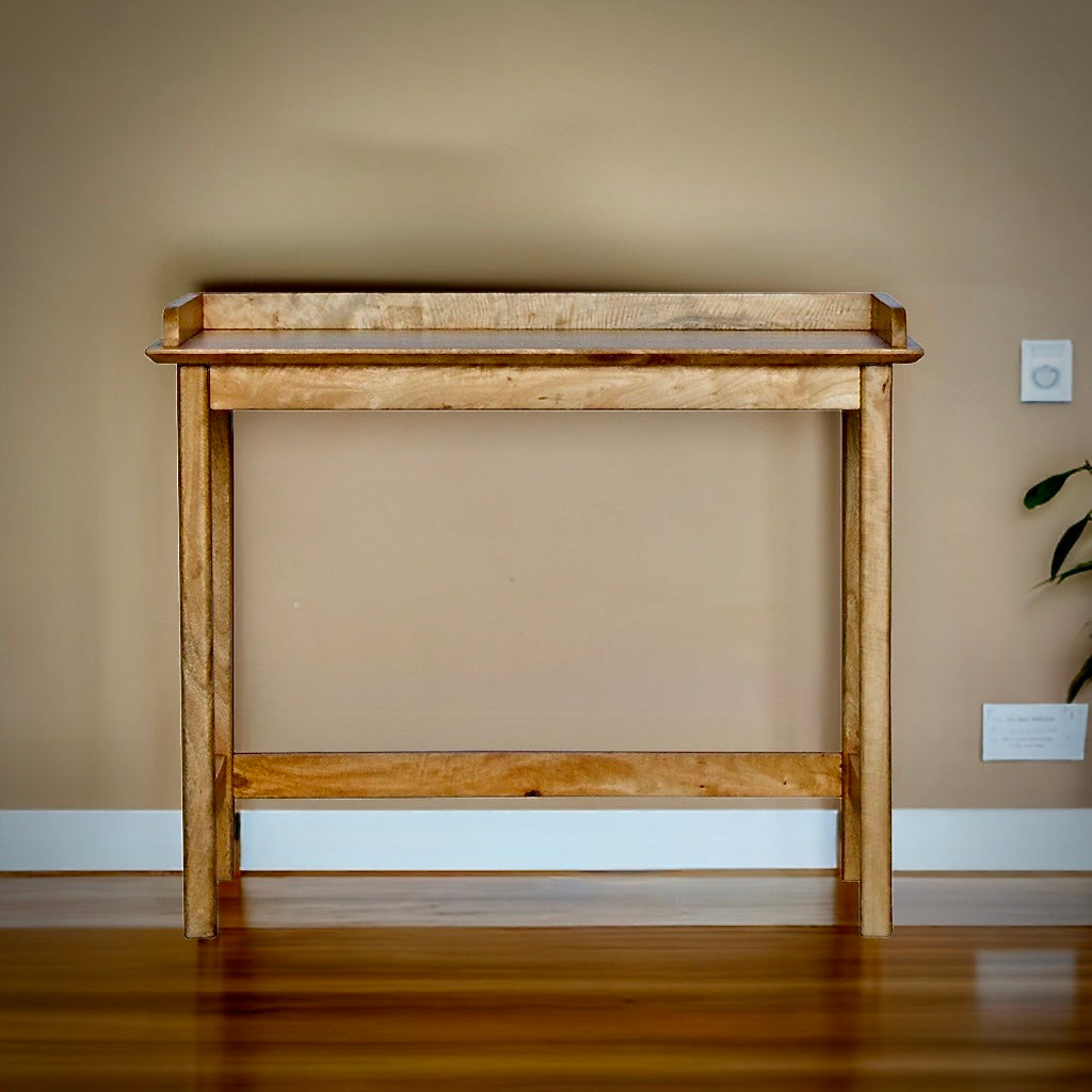 The Ontario Desk. Crafted with a solid fruit wood top, reinforced by sturdy sleek legs for a timeless look. Measures 1000 length x 500 Depth x 760 Height. Colour Natural. Styled.