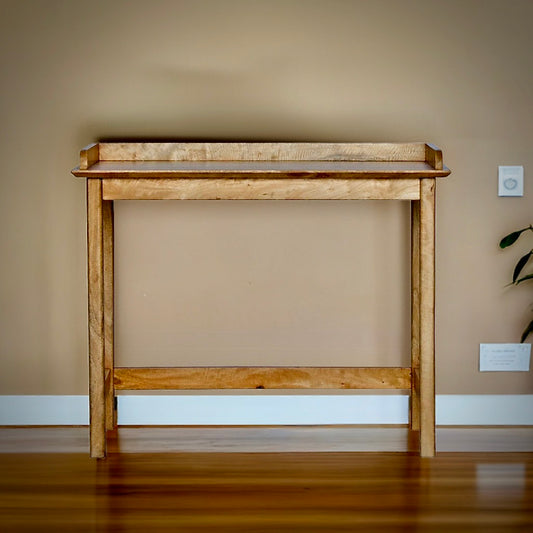 The Ontario Desk. Crafted with a solid fruit wood top, reinforced by sturdy sleek legs for a timeless look. Measures 1000 length x 500 Depth x 760 Height. Colour Natural. Styled.