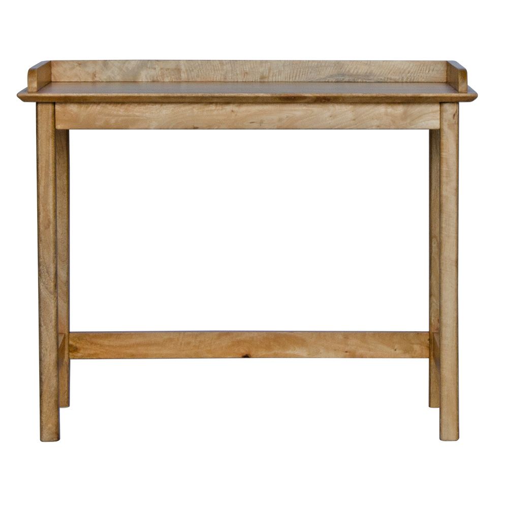 The Ontario Desk. Crafted with a solid fruit wood top, reinforced by sturdy sleek legs for a timeless look. Measures 1000 length x 500 Depth x 760 Height. Colour Natural. Front Plain.