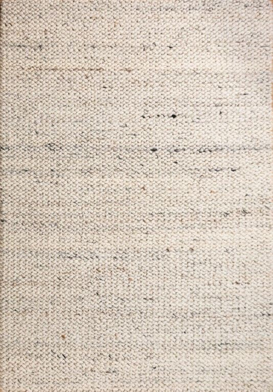 Oslo Loop is a textured hand woven, piled loop wool rug. Colours white with grey,  black and brown accents. Sizes 155 X 225, 200 X 290, 240 X 320 and 300 X 400. Full.