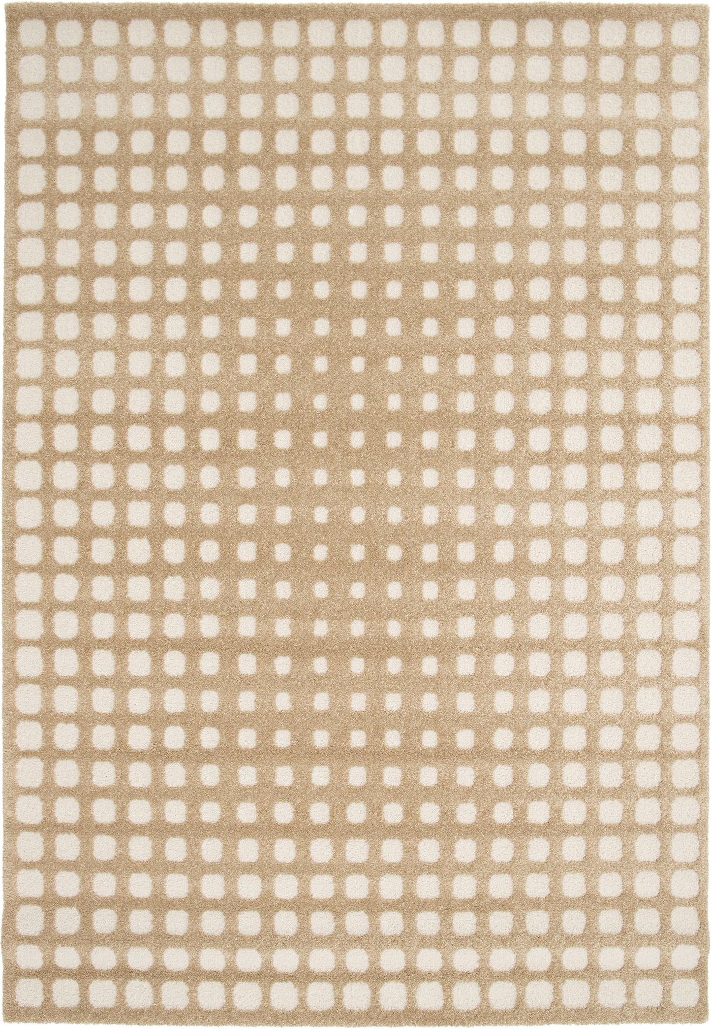 Osmond Squares Beige rug with soft square patterns in a neutral palette and a high-low textured finish. Colours Beige and Cream. Sizes 160 X 230, 200 X 290 and 240 X 340. Full.
