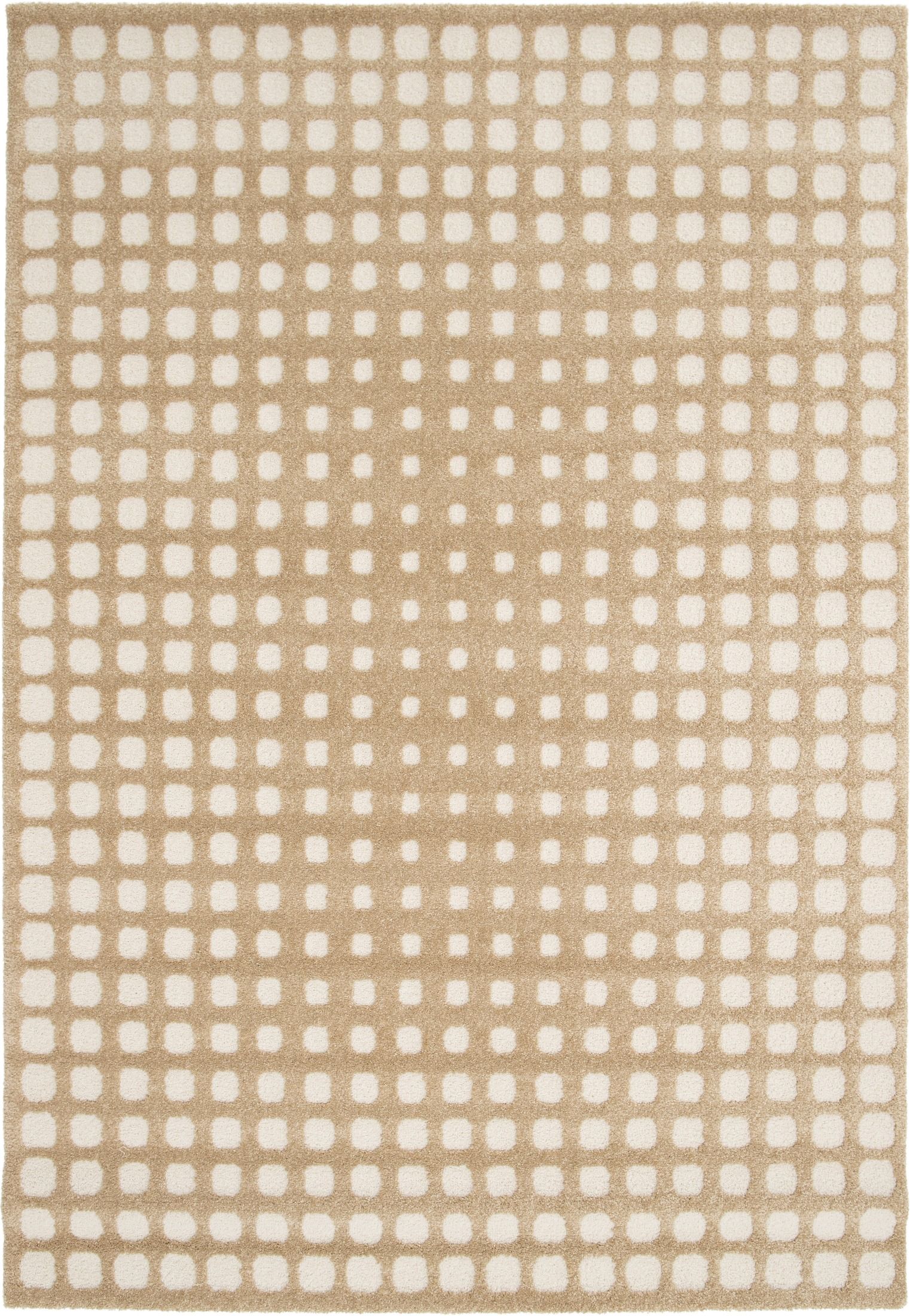 Osmond Squares Beige rug with soft square patterns in a neutral palette and a high-low textured finish. Colours Beige and Cream. Sizes 160 X 230, 200 X 290 and 240 X 340. Full.
