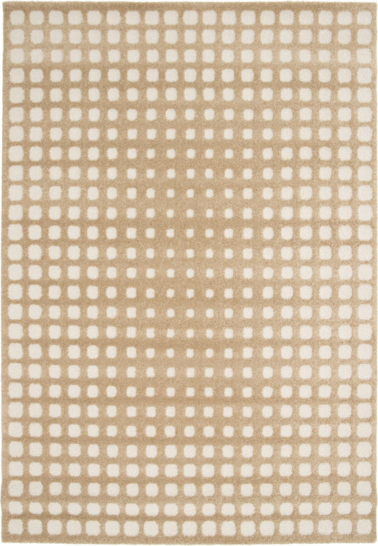 Osmond Squares Beige rug with soft square patterns in a neutral palette and a high-low textured finish. Colours Beige and Cream. Sizes 160 X 230, 200 X 290 and 240 X 340. Full.