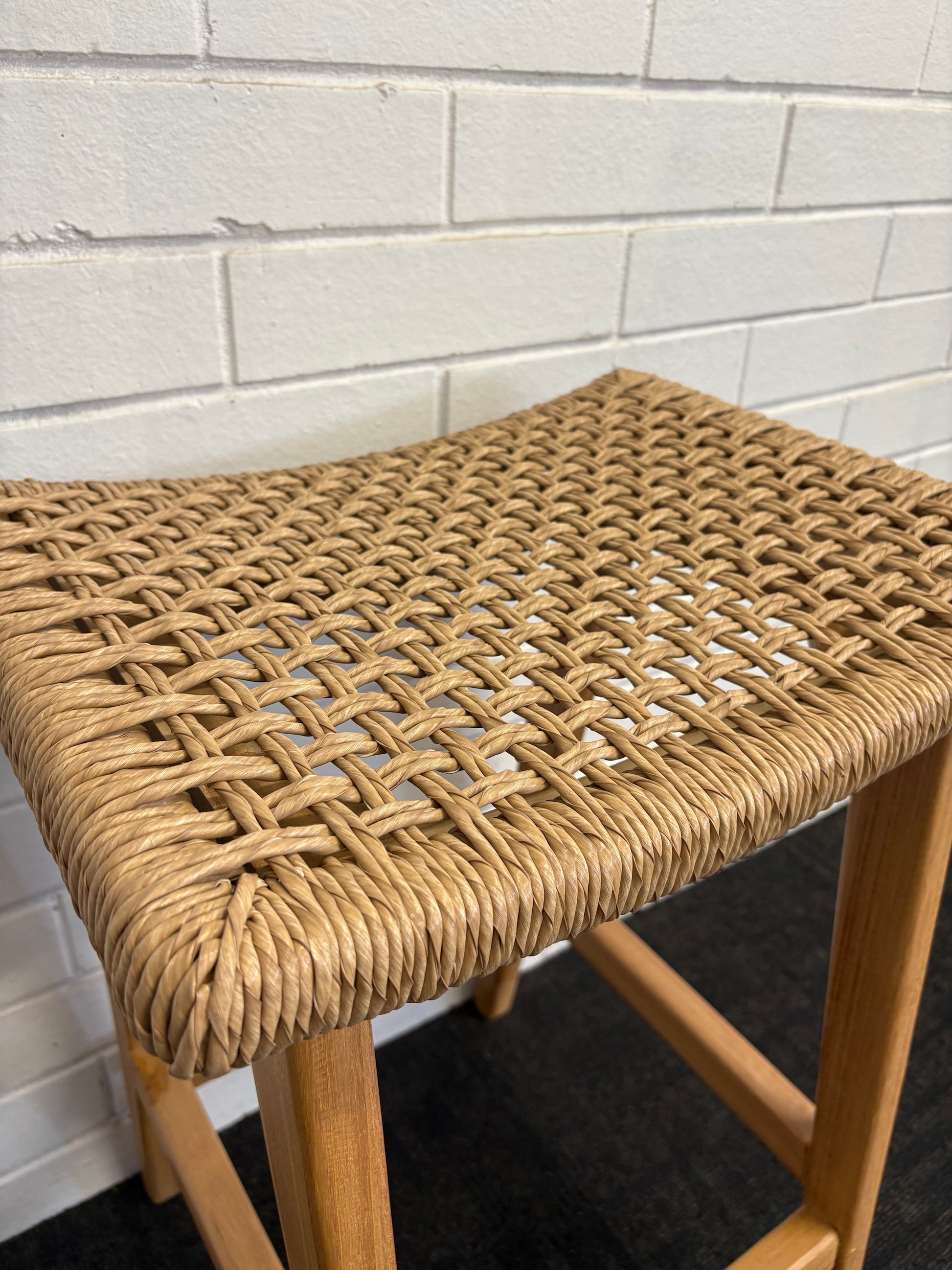 The Owyhee Barstool boasts a coastal contemporary feel. Crafted from sustainable solid teak and featuring a synthetic rope seat. Colour natural. Measures 460 wide X 350 depth X 670 seat height. Close.