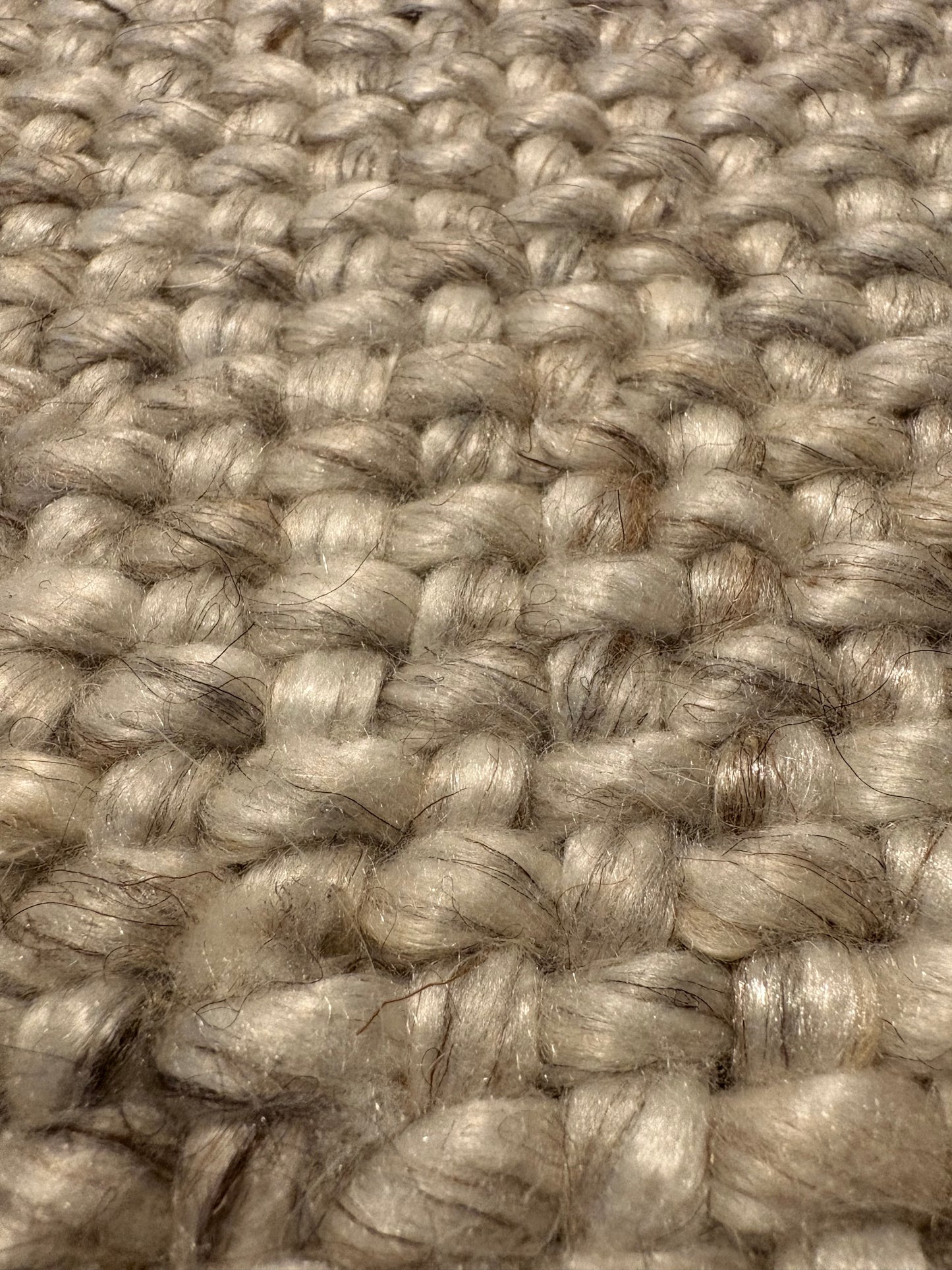 Pacific Camel is a handwoven wool and polyester rug with a low-textured cross weave. It boasts a soft pile height of 7-9mm. Colour White with brownie/black accents.  Sizes 160 X 230, 200 X 290, 240 X 340 and 300 X 400. Super Close.
