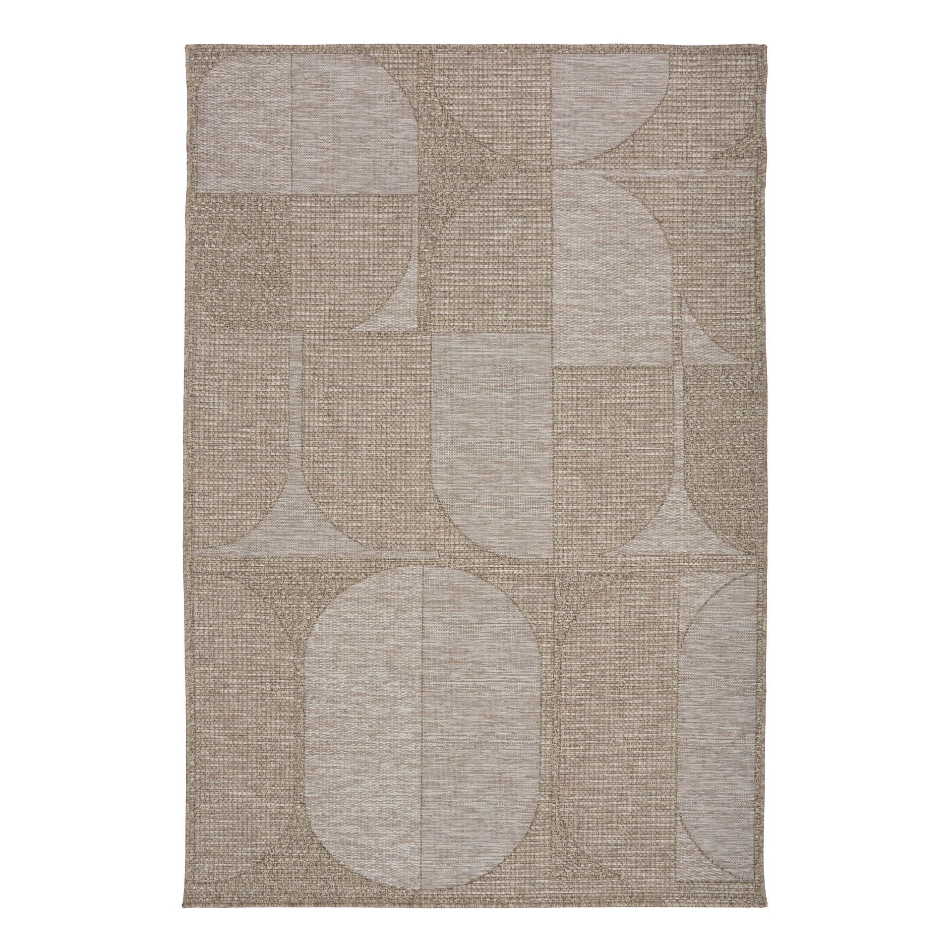The Patio Ovals Straw indoor/outdoor rug featuring neutral tones and a modern designed pattern, power-loomed from UV-stabilised polypropylene for lasting durability. Colours, Linen, Beiges and hints of light grey. 3 sizes. Top.