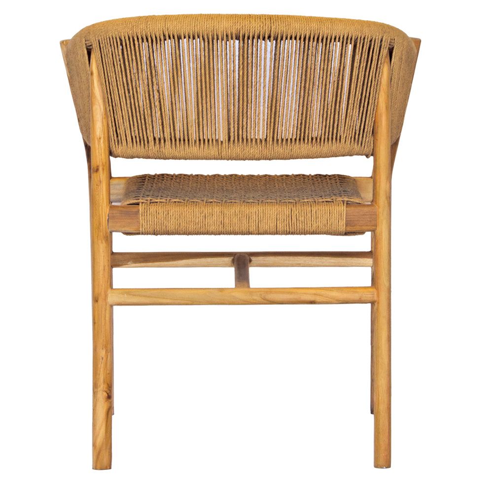 The Pawnee Dining Chair features a sustainable teak frame and hand-crafted rope seat and back. Colours, natural frame with white rope. Measures 560 wide X 520 depth x 480 seat height x 800 back height. Back Plain.
