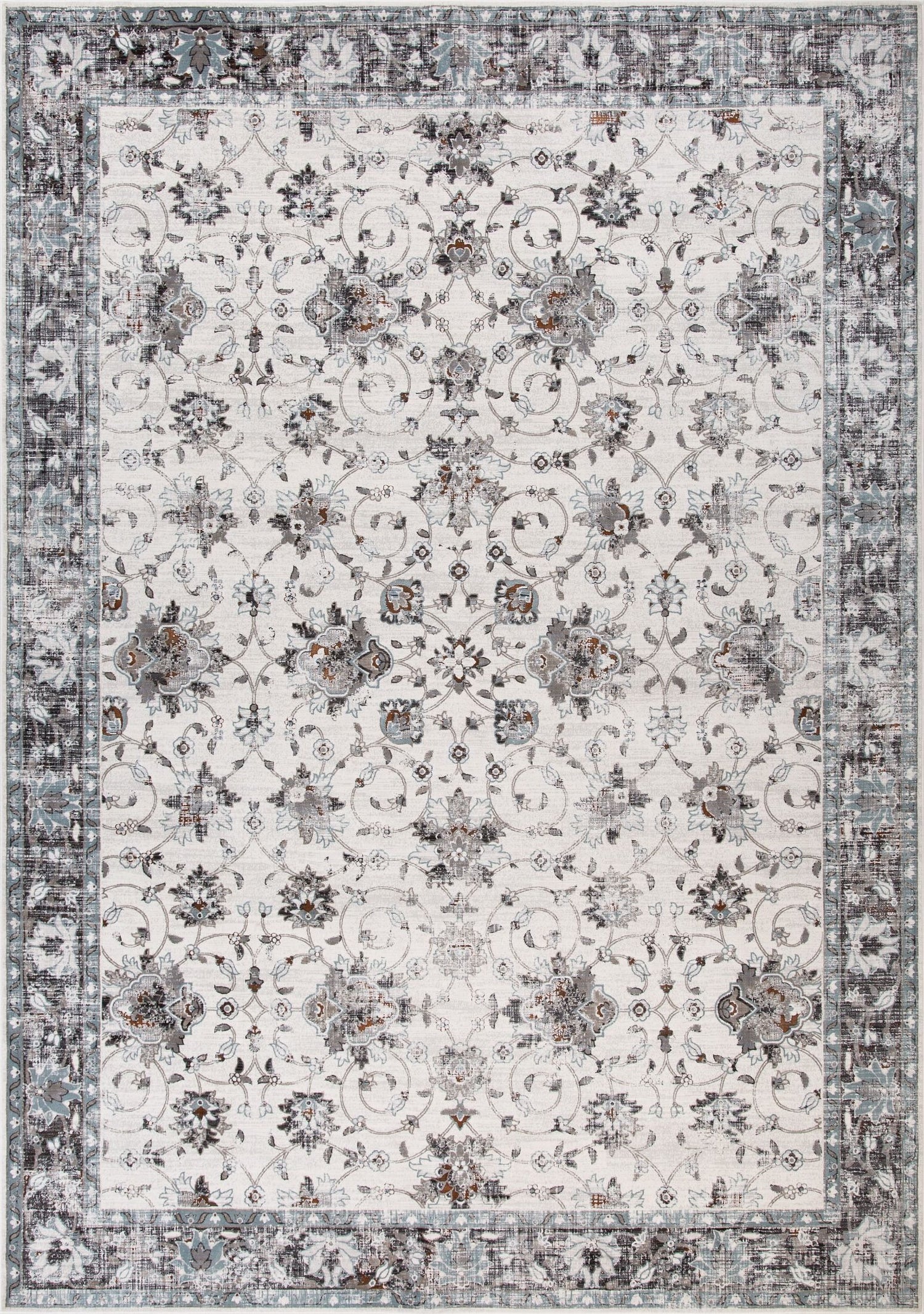 A polyester machine made rug. Full top view.