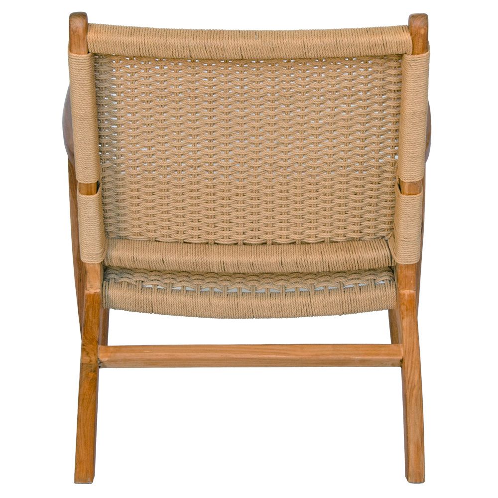 The Poppy Occasional Chair. Made with sustainable teak and synthetic rope, this occasional chair exudes style while providing comfort and durability. Measures 630 Wide X 700 Depth X 700 Height - 300 Seat Height. Back.