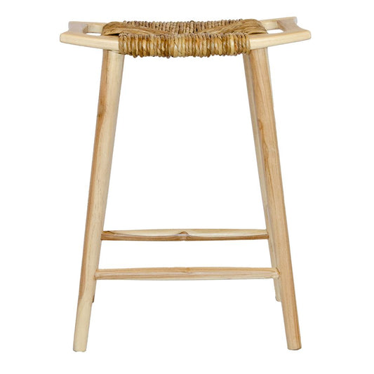 The Potomac Barstool gives a coastal contemporary vibe. Crafted from a sustainable teak frame, the seat is made of durable synthetic pandan rope. Colour natural. Measures 560 wide X 360 depth X 680 height. Front Plain.