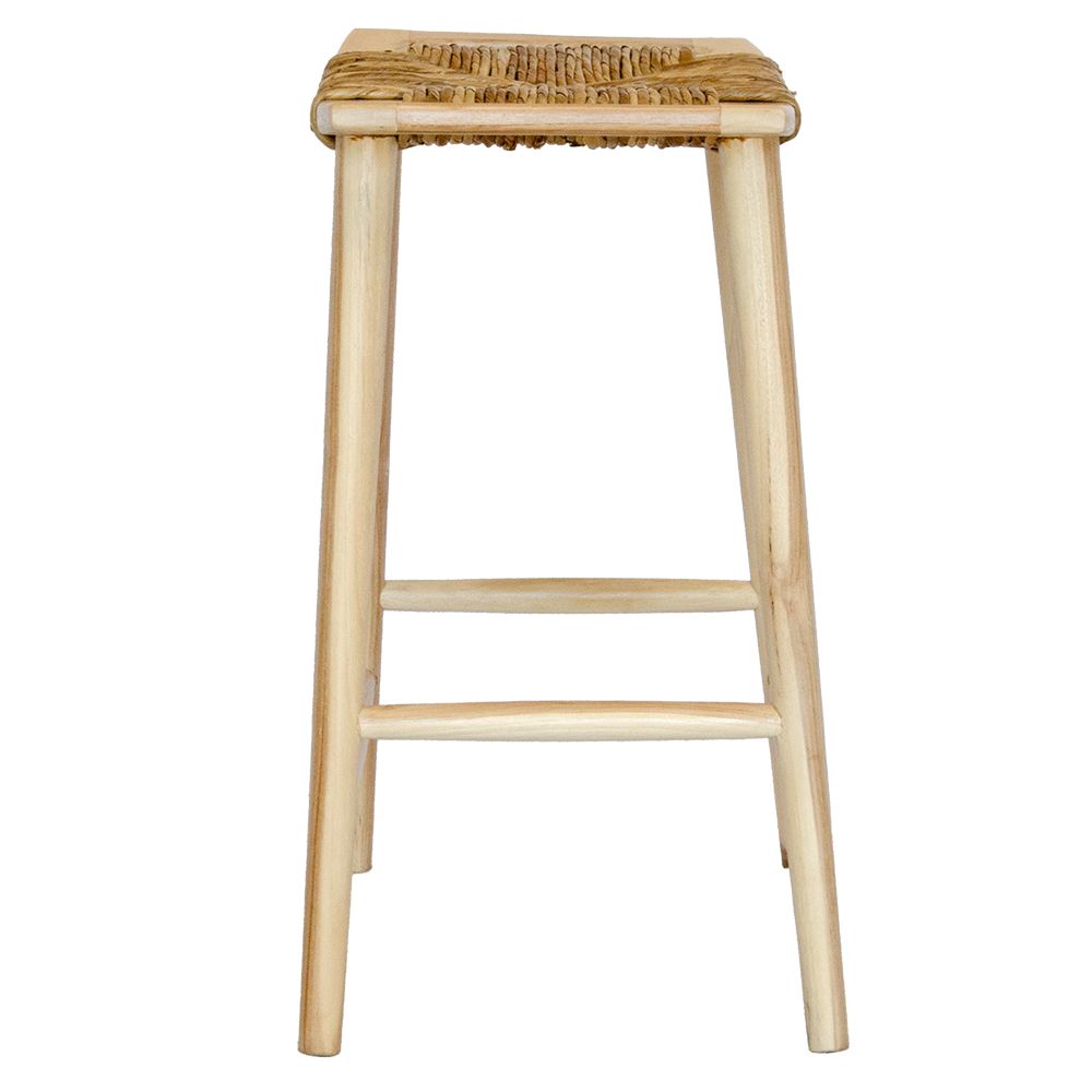 The Potomac Barstool gives a coastal contemporary vibe. Crafted from a sustainable teak frame, the seat is made of durable synthetic pandan rope. Colour natural. Measures 560 wide X 360 depth X 680 height. Side Plain.