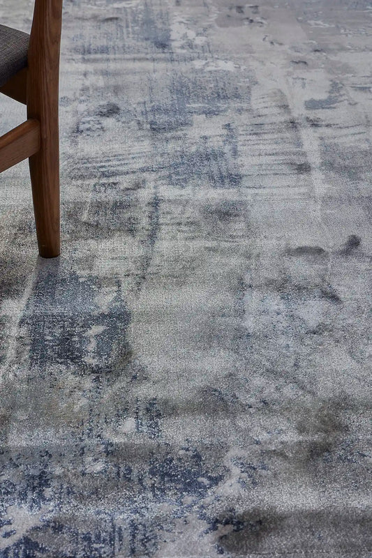 Raj Indigo is a machine made rug. Its design boasts a modern/contemporary feel. Crafted from Viscose and Polyester, with a low-profile 7-9mm pile height. Colours Light Grey with blue and white accents. Sizes 160 X 230, 200 X 290, 240 X 340 and 300 X 400. Life.