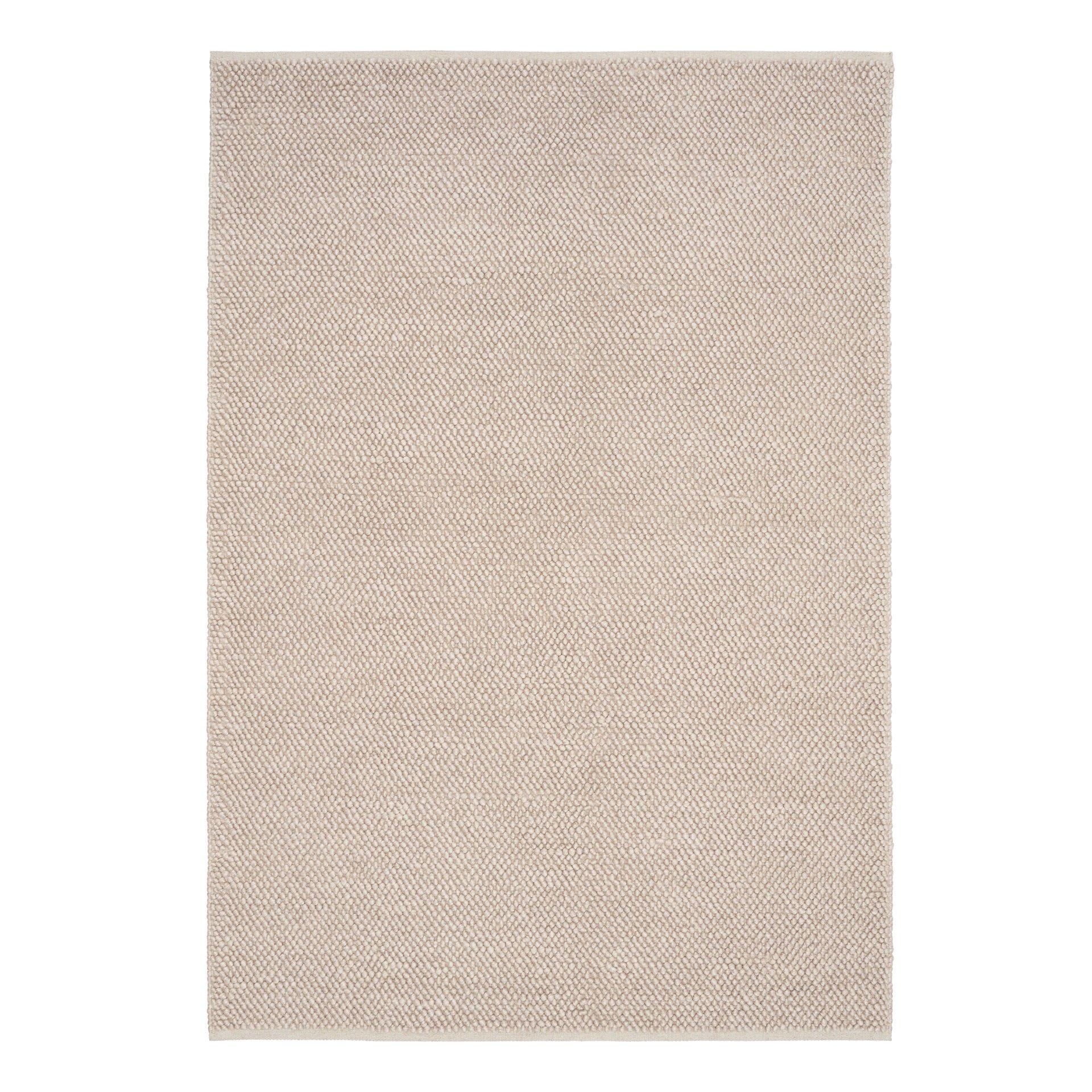 Rusta Beige hand-woven wool rug featuring a looped pile textured design in soft neutral beige tones, ideal for modern and contemporary interiors. Sizes 155 X 225, 200 X 290, 240 X 320 and 300 X 400. Top Full.