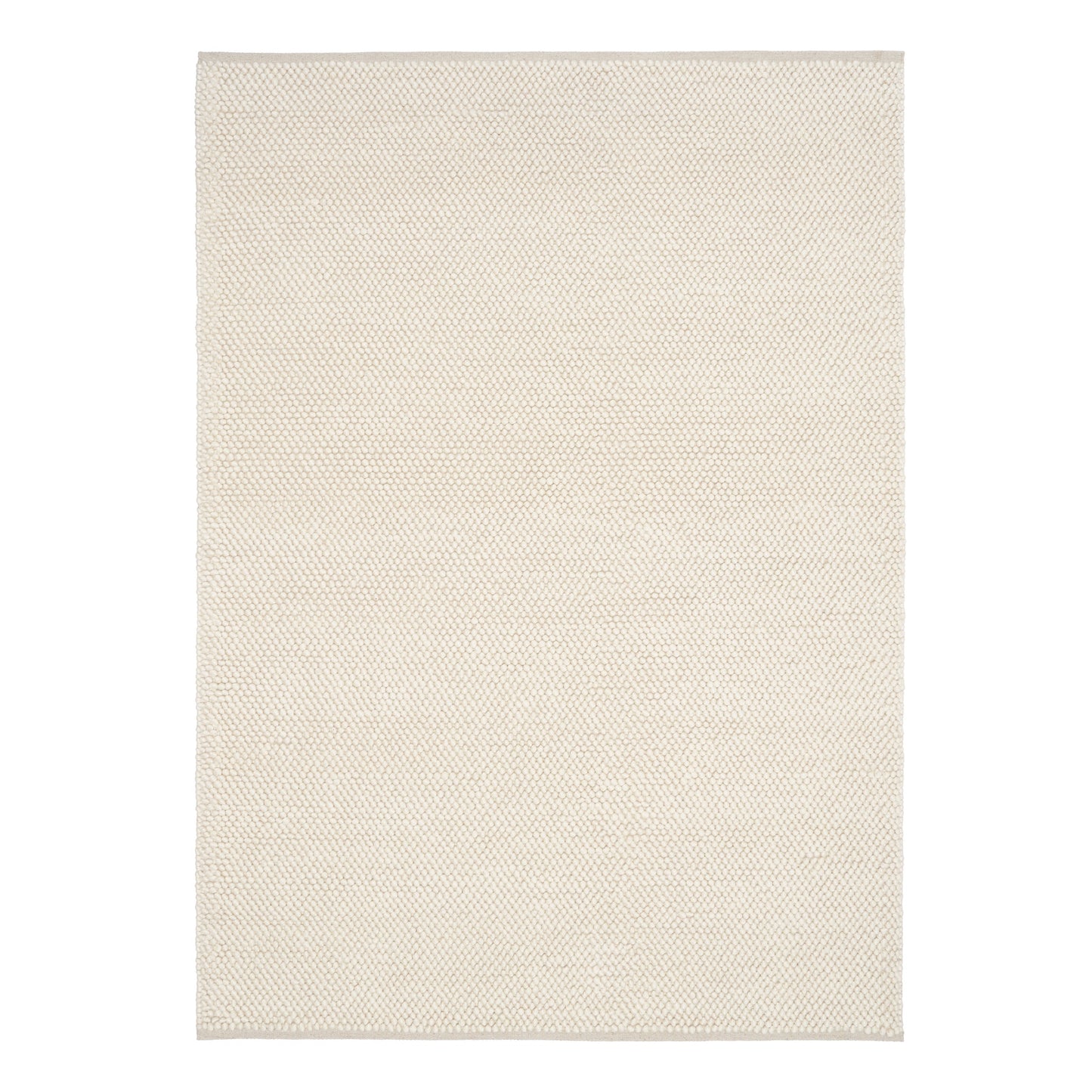 Rusta Cream hand-woven wool rug featuring a looped pile textured design in soft neutral cream tones, ideal for modern and contemporary interiors. Sizes 155 X 225, 200 X 290, 240 X 320 and 300 X 400. Top Full.