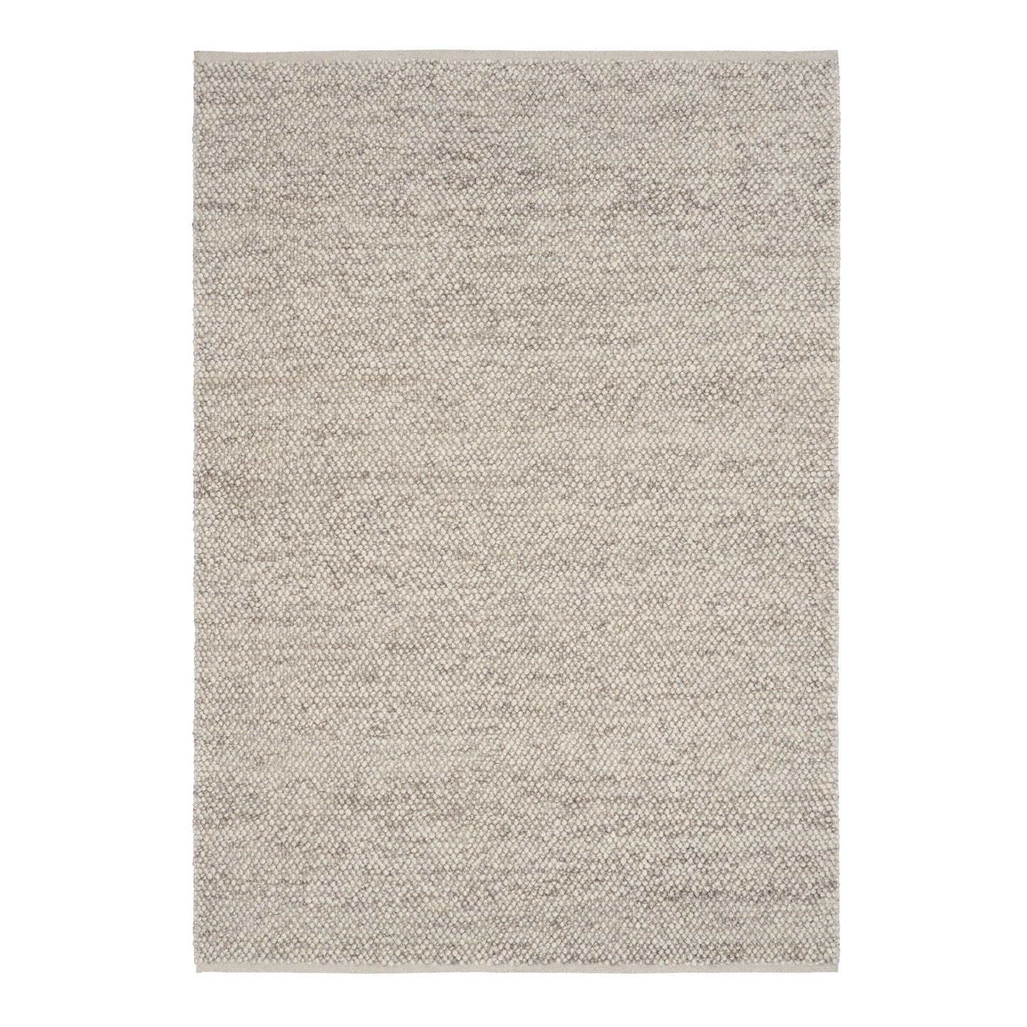 Rusta Silver hand-woven wool rug featuring a looped pile textured design in soft silver tones, ideal for modern and contemporary interiors. Sizes 155 X 225, 200 X 290, 240 X 320 and 300 X 400. Top Full.