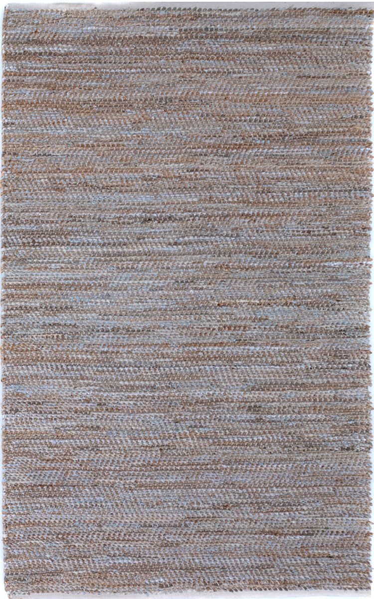 Rustic Charm Natural White is a hand woven natural jute and leather carpet.  Colour Natural Jute with a Blue, beige and grey leather accents. Sizes 200 X 290, 240 X 320 and 300 X 400. Full.