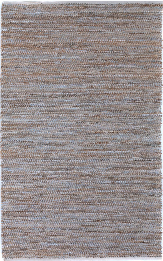 Rustic Charm Natural White is a hand woven natural jute and leather carpet.  Colour Natural Jute with a Blue, beige and grey leather accents. Sizes 200 X 290, 240 X 320 and 300 X 400. Full.