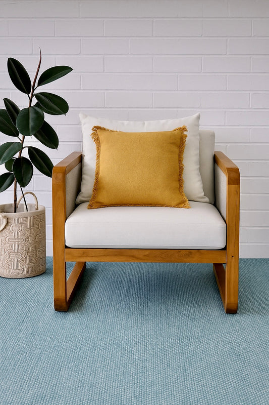 The Sahara Grey Occasional Chair is an indoor/outdoor lounge. Featuring a solid teak frame and UV resistant cushioned seat and back. Colours, natural and grey rope with white cushions. Measures  760 Wide x 750 depth x 800 back height and 400 seat height. Style.