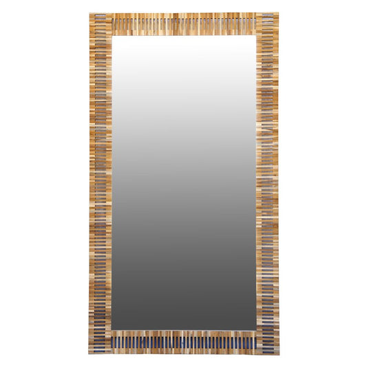 The Samoa Mirror.  Teak frame with groove cut outs.  Measures 800 wide x 1700 height. Front Plain.