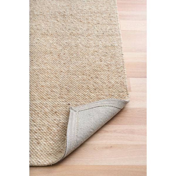 Savoy Brown hand-woven wool flatweave rug in a warm earthy brown, with a fine box-weave texture. 4 Size options. Fold.