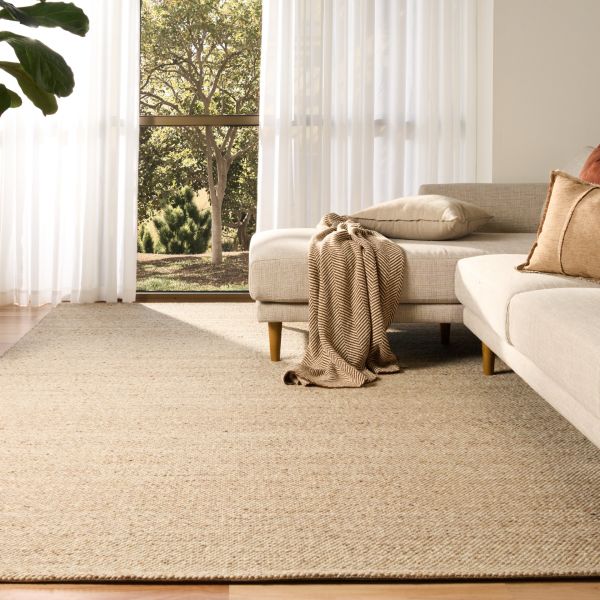 Savoy Brown hand-woven wool flatweave rug in a warm earthy brown, with a fine box-weave texture. 4 Size options. Life.