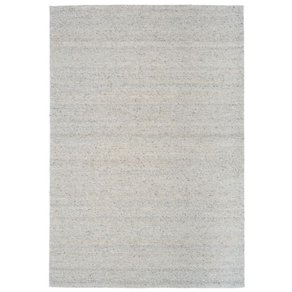 Savoy Grey hand-woven wool flatweave rug in a cool, understated grey, with a fine box-weave texture. 4 Size options. Top.