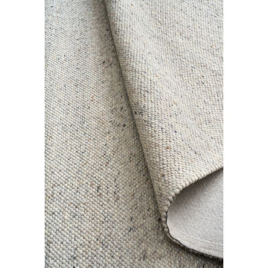 Savoy Grey hand-woven wool flatweave rug in a cool, understated grey, with a fine box-weave texture. 4 Size options. Roll.