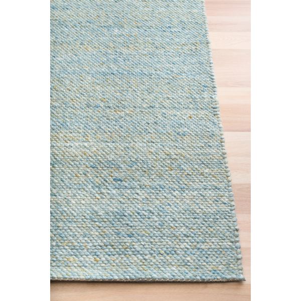 Savoy Multi hand-woven wool flatweave rug in a multi-tonal fleck blend, with a fine box-weave texture. 4 size options. Corner.