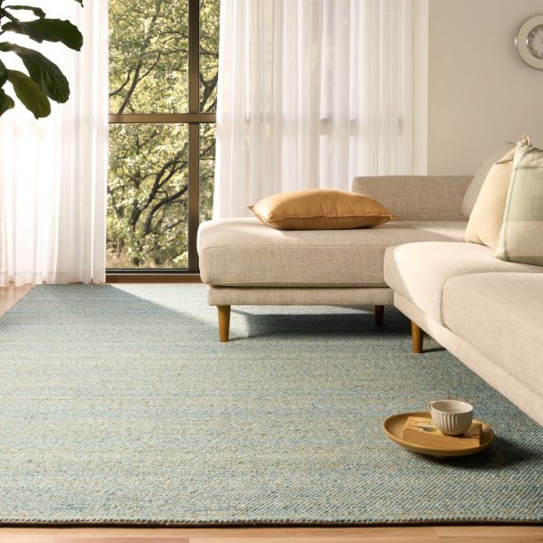 Savoy Multi hand-woven wool flatweave rug in a multi-tonal fleck blend, with a fine box-weave texture. 4 size options. Life.