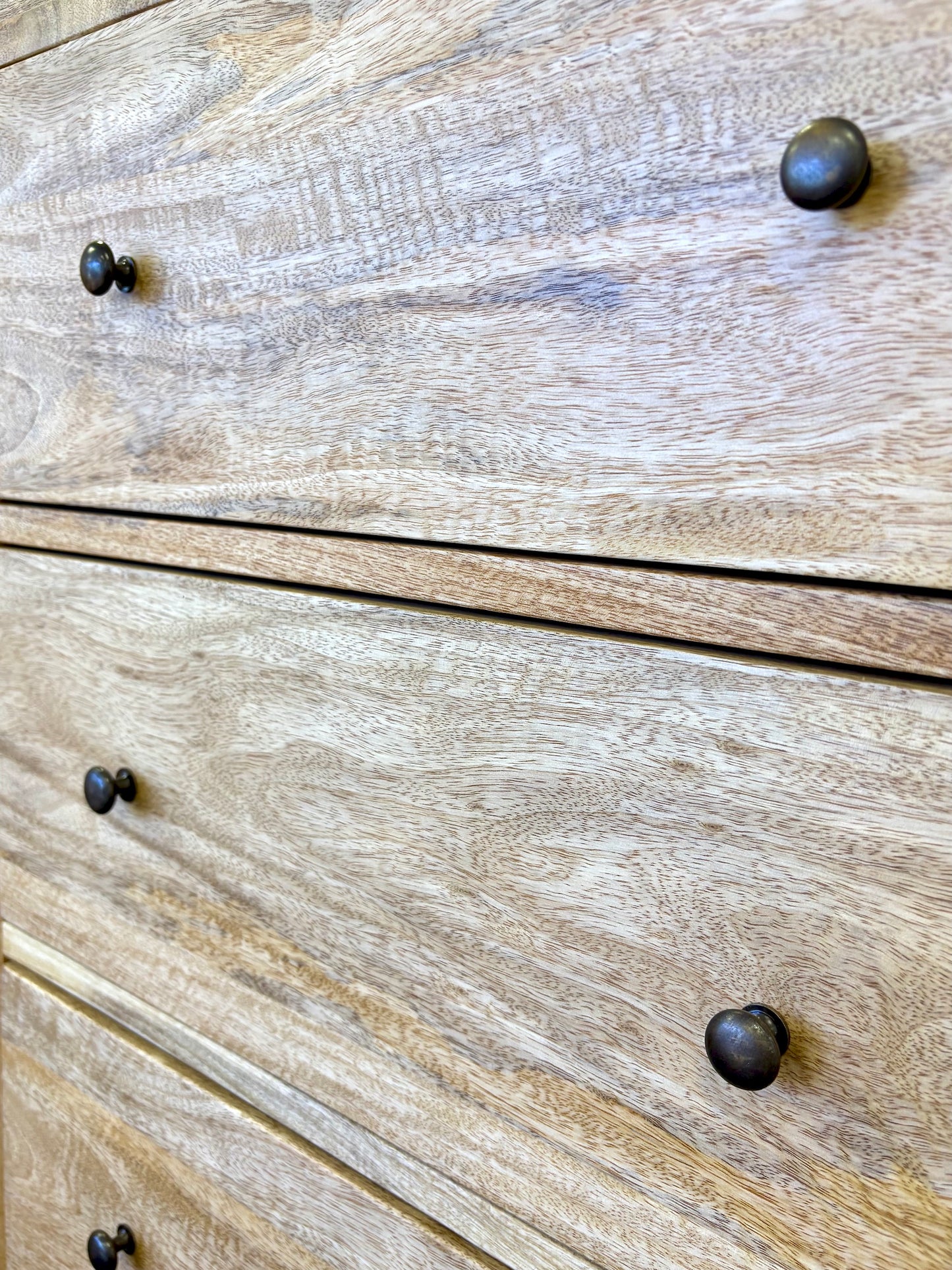 The Sequoia - 5 Drawer features 5 drawers with wooden drawer runners, creating plenty of storage space. Finished in an organic natural colour. Measures 620 wide x 400 depth x 1370 height. Middle Close.