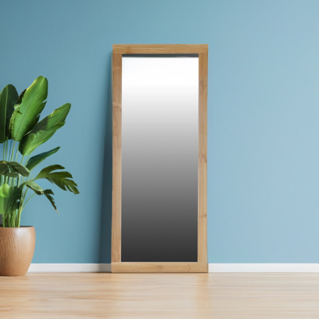 The Solomon Large Mirror.  Simple sophistication.  Solid teak frame. Colour natural. Measures 800 wide x 1900 height. Life.